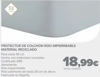 Carrefour Protector de colchón rizo impermeable material reciclado oferta