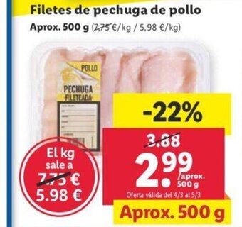 Lidl Filetes de Pechuga de Pollo oferta