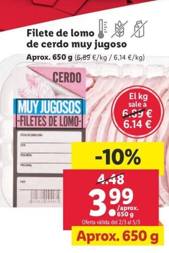 Lidl Filete de Lomo De Cerdo Muy Jugoso oferta