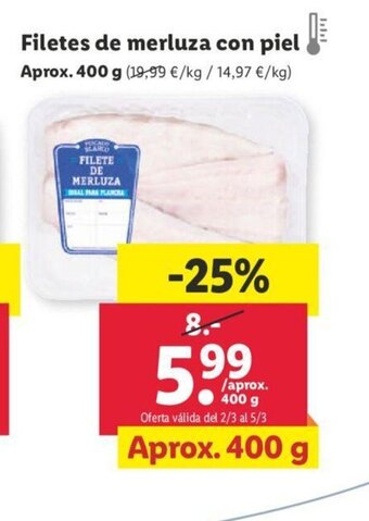 Lidl Filetes de Merluza Con Piel oferta