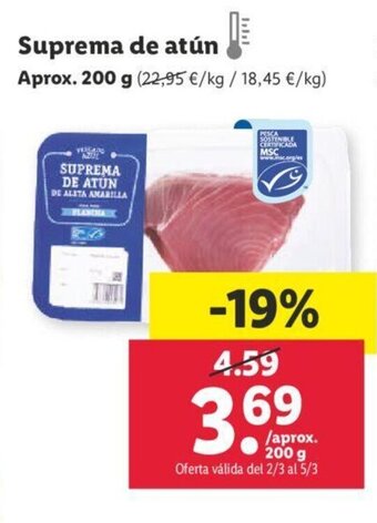 Lidl Suprema de Atún oferta