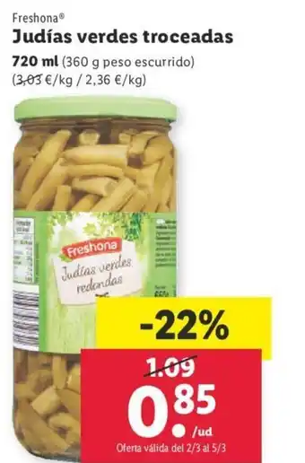 Lidl Judías Verdes Troceadas oferta