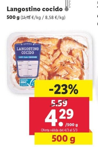 Lidl Langostino Cocido oferta
