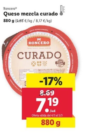 Lidl Queso Mezcla Curado oferta