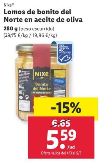 Lidl Lomos de Bonito Del Norte en Aceite de Oliva oferta