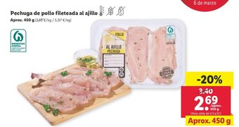 Lidl Pechuga de Pollo Fileteada Al Ajillo oferta