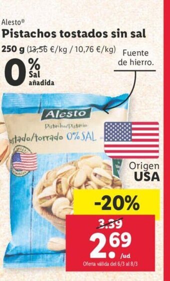 Lidl Pistachos Tostados Sin Sal oferta