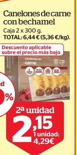 La Sirena Canelones de carne con bechamel oferta
