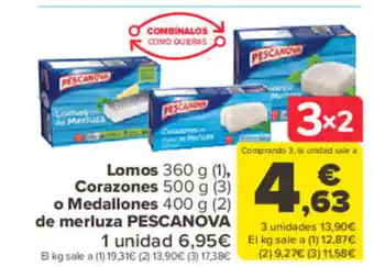 Carrefour Lomo Corazones o Medallones De Merluza oferta