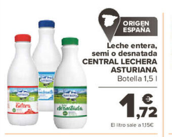 Carrefour Leche Entera, Semi o Desnatada Central Lechera Asturiana oferta