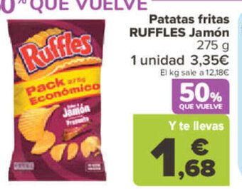 Carrefour Patatas Fritas Ruffles Jamón oferta