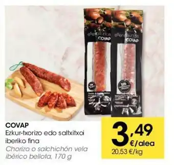 Eroski Covap Ezkur-txorizo edo saltxitxoi iberiko fina 170g oferta