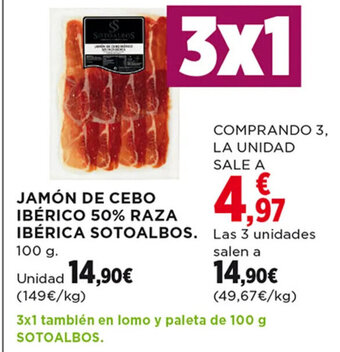 Hipercor Jamón De Cebo Ibérico 50% Raza Ibérica Sotoalbos oferta