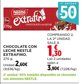 Hipercor Chocolate Con Leche Nestlé Extrafino oferta