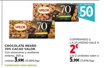 Hipercor Chocolate Negro 70% Cacao Valor oferta