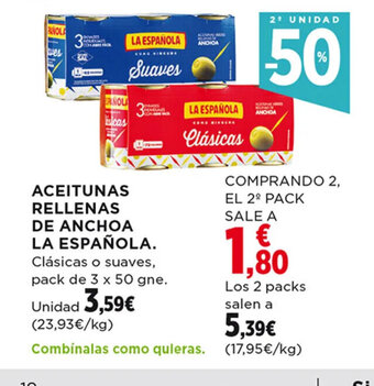 Hipercor Aceitunas Rellenas De Anchoa La Española oferta