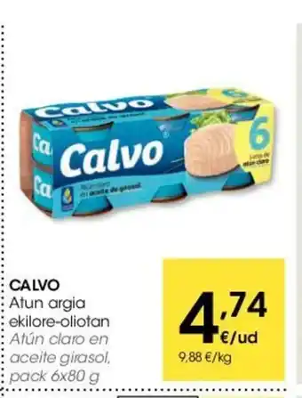 Eroski Calvo Atun argia ekilore-oliotan 6x80g oferta