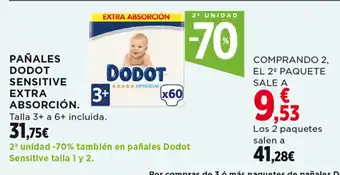 Hipercor Pañales Dodot Sensitive Extra Absorción oferta