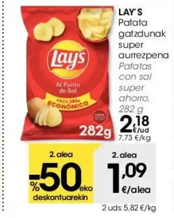 Eroski Lay's Patata gatzdunak super aurrezpena 282g oferta