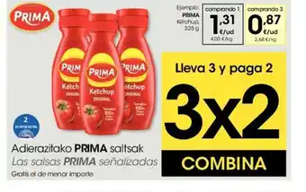 Eroski Prima Adierazitako saltsak oferta