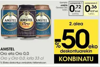 Eroski Amstel Oro eta Oro 0,0 oferta