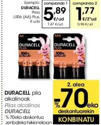 Eroski Duracell pila alkalinoak oferta