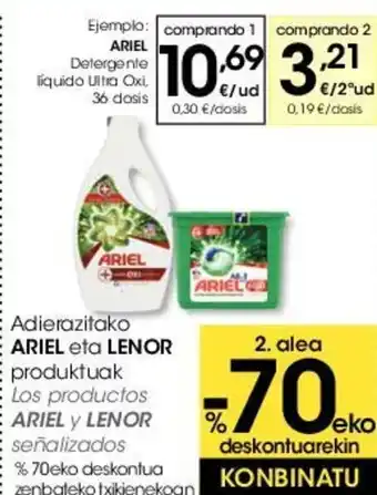 Eroski Ariel eta lenor produktuak oferta