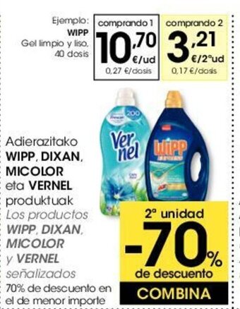 Eroski Wipp, Dixan, Micolor eta Vernel oferta