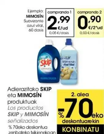 Eroski Skip eta Mimosín produktuak oferta