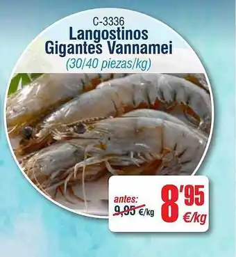 Abordo Langostinos gigantes vannamei oferta