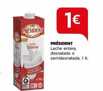 Supermercados Lupa Président leche entera desnatada o semidesnatada oferta