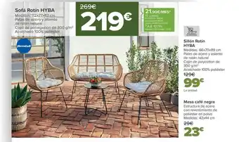 Carrefour Sofá rotin hyba sillón rotin hyba mesa café negra oferta
