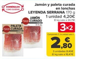Carrefour Jamón y paleta curada en lonchas LEYENDA SERRANA oferta