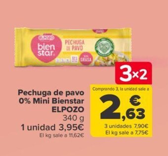 Carrefour Pechuga de pavo 0% mini bienstar ELPOZO oferta