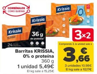Carrefour Barritas KRISSIA, 0% o proteina oferta