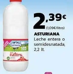 Supermercados Lupa Asturiana leche entera o semidesnatada oferta