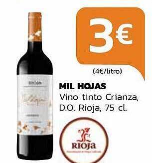 Supermercados Lupa Mil hojas vino tinto crianza, d.o. rioja oferta