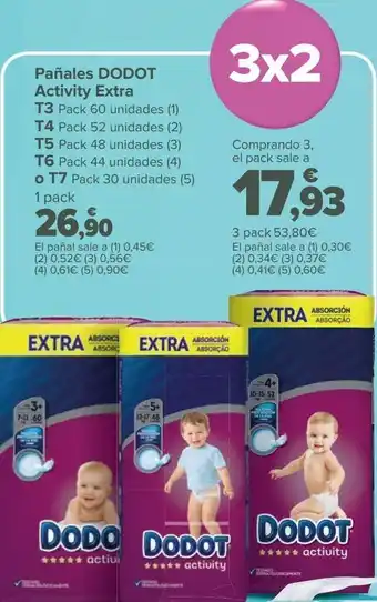Carrefour Pañales dodot activity extra t3, t4, t5, t6 o t7 oferta