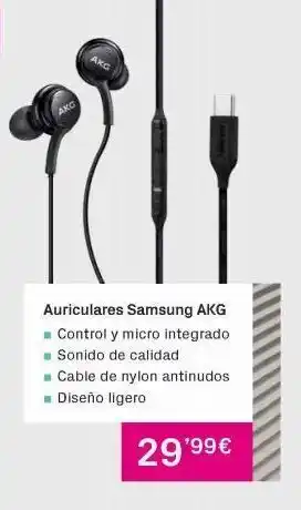 Phone House Akc auriculares samsung akg ■ control y micro integrado sonido de calidad cable de nylon antinudos diseño ligero 29,99€ oferta