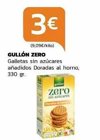 Supermercados Lupa Gullón zero galletas sin azúcares añadidos doradas al horno oferta