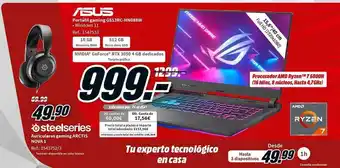 MediaMarkt Asus portátil gaming g513rc-hn088w steelseries auriculares gaming arctis nova 1 oferta