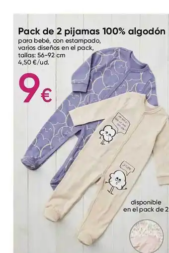 Pepco Pack de 2 pijamas 100% algodón oferta