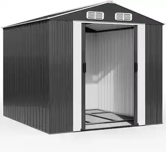 Amazon Deuba cobertizo de metal 14,7m³ caseta de jardín metálica antracita 312x257x177,5cm puerta corredera oferta