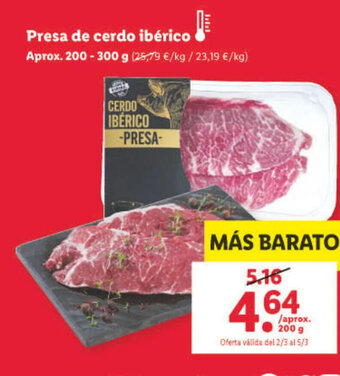 Lidl Presa de Cerdo Ibérico oferta