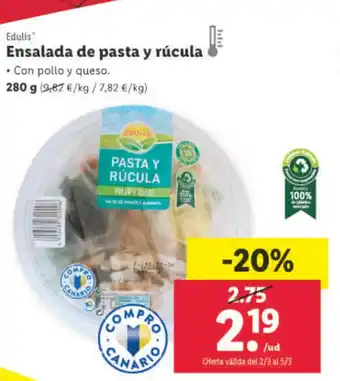 Lidl Ensalada de Pasta Y Rúcula oferta
