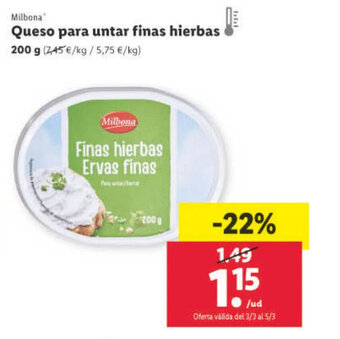 Lidl Queso Para Untar Finas Hierbas oferta