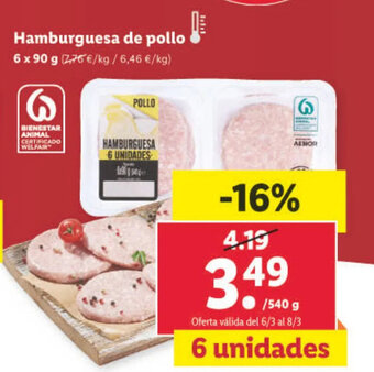 Lidl Hamburguesa de Pollo oferta