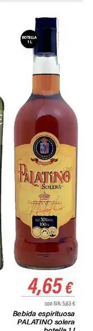 Cash Ifa Bebida espirituosa palatino solera botella oferta