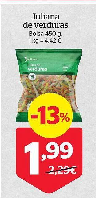 La Sirena Juliana de verduras oferta