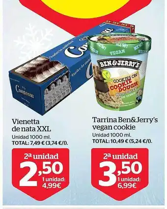 La Sirena Vienetta de nata xxl tarrina ben&jerry's vegan cookie oferta